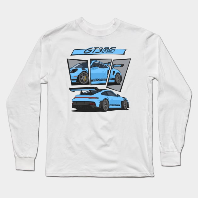 car 911 gt3 rs detail light blue Long Sleeve T-Shirt by creative.z